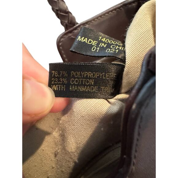 Etienne Aigner Straw Tote Bag Brown Leather Trim Shoulder Purse Preppy Coastal - Picture 11 of 12